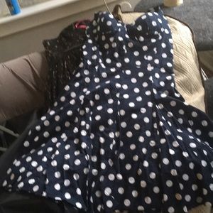Betsey Johnson navy polka dot dress size 10